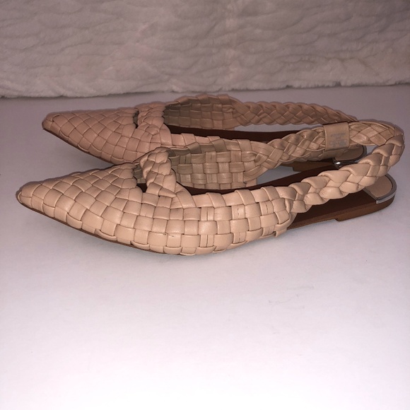 Zara Soft Nude-Pink Woven Sling-Back Flats Size 10 - Picture 4 of 13